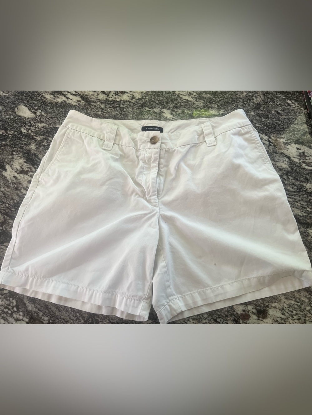 Lands End 100% Cotton White Shorts